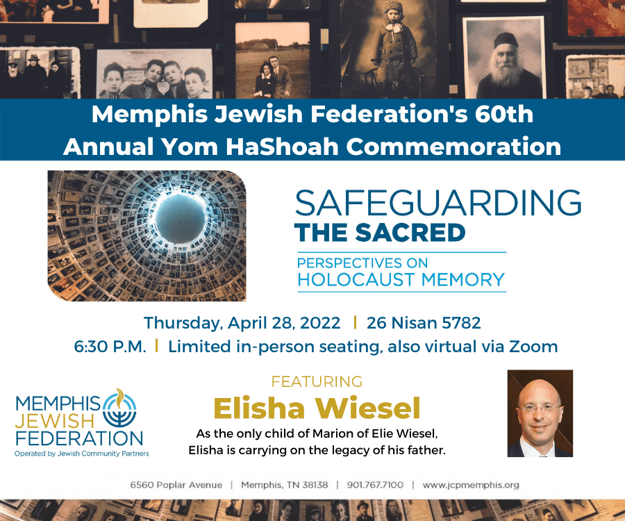 Elisha Wiesel to Keynote Memphis Jewish Federation’s 60th Annual Yom HaShoah Commemoration